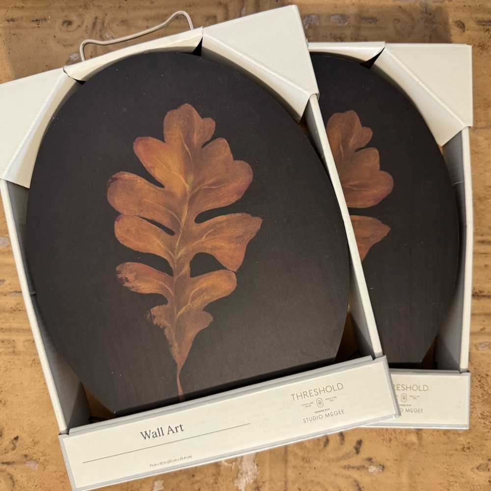 Set of 2 Threshold Studio McGee Wall Art with Leaf Design